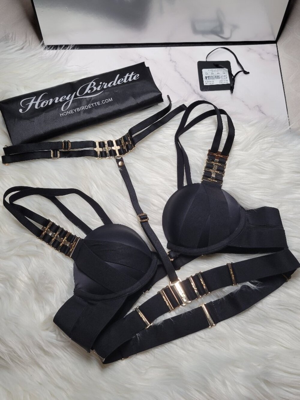RARE 🍯 Honey Birdette Samantha Bra 34A 🖤 Black